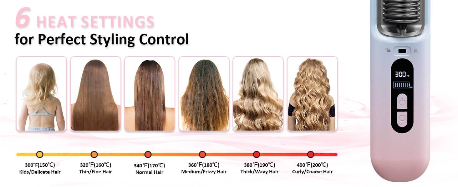Beautyovo cordless hair straightener-A5-6 Heat Settings Hair Straightener