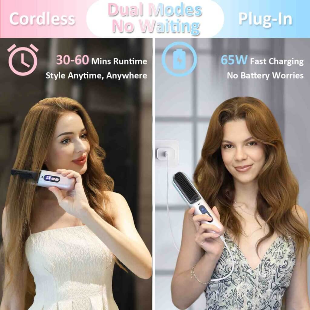 Beautyovo cordless hair straightener-2-Cordless & Corded Hair Straightener Brush