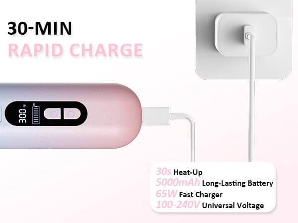 Beautyovo cordless hair straightener-A3-65W USB-C Fast Charging Rechargeable Hair Straightener
